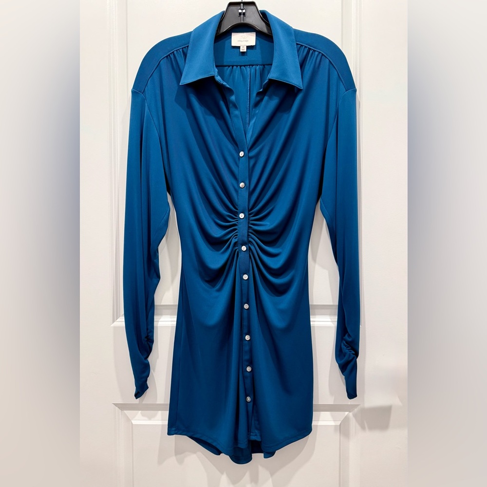 Cinq a Sept Teal Button Down Dress